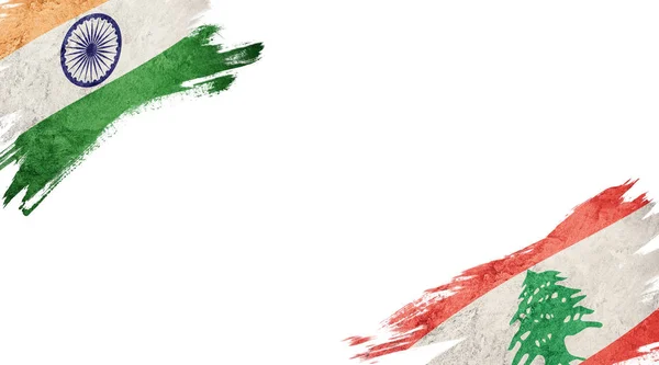 Vlaggen van India en Libanon op witte achtergrond — Stockfoto